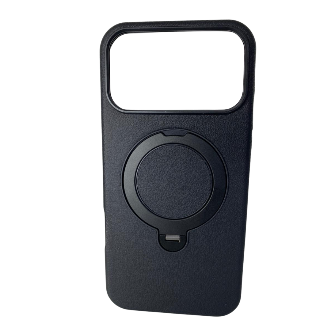 FUNDA DE CUERO CON ARO MAGSAFE Y SOPORTE PARA IPHONE